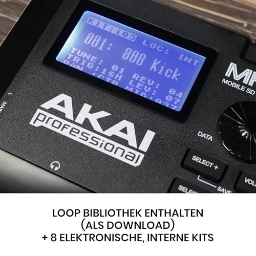 AKAI Pro Professional MPX8 - Portabler Sample Pad Controller mit 8 Performance Ready Pads & On Board SD Kartenslot