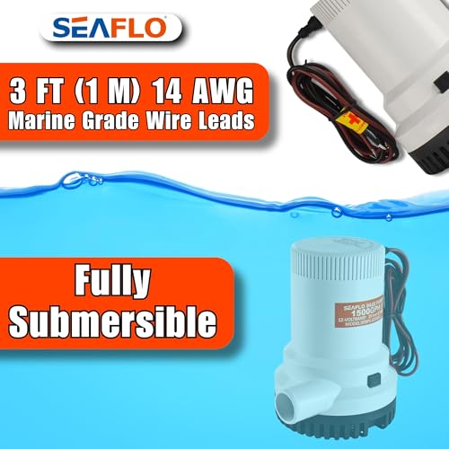 Image of SEAFLO 01 Series 1500 GPH Bilge Pump - 12V, 1-1 /8 inch Outlet, Marine Submersible Pump with Anti-Airlock Protection, CE & Rohs Certified, 4-Year Warranty | Reliable for Boats and Marine Applications