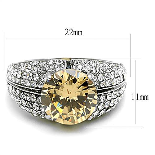 Marimor Jewelry Women's 4.55 Carat Round Cut Champagne Cubic Zirconia Stainless Steel Engagement Ring Size 5-102