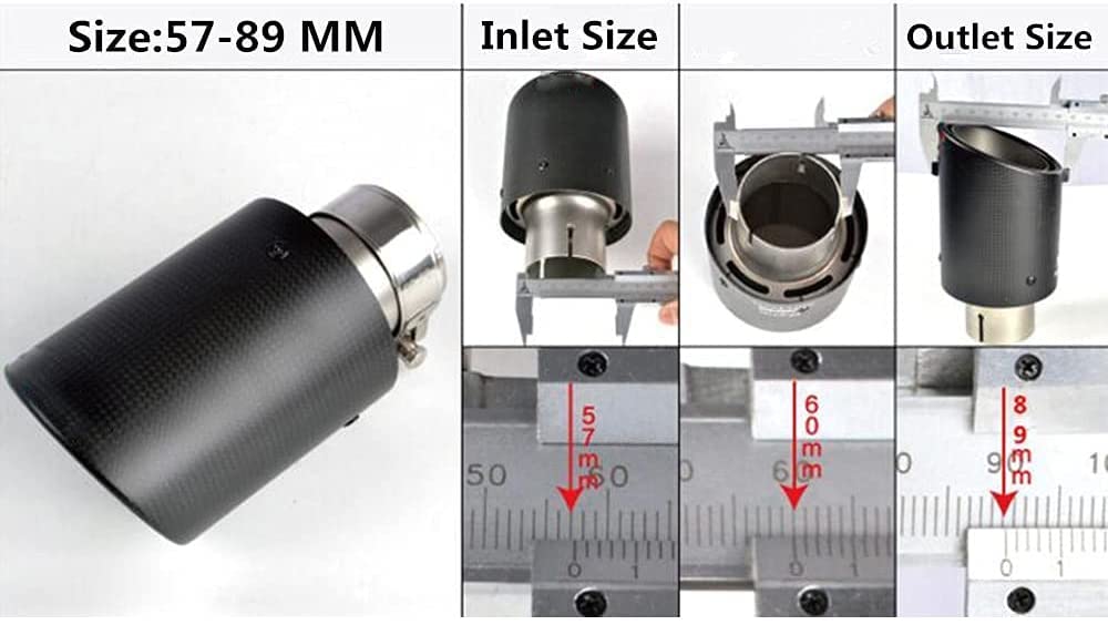 Tubo Escape Coche Tabla Escape Automóvil 1 PCS Coche Universal Acero Inoxidable Tubo Matte Auto Fibra Carbono Un Solo Espalda Muffler Tips(Other Size Contact)