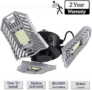 LED Garage Lights, 60W 6000LM Motion Activated LED Garage Ceiling Light Bulbs, Adjustable