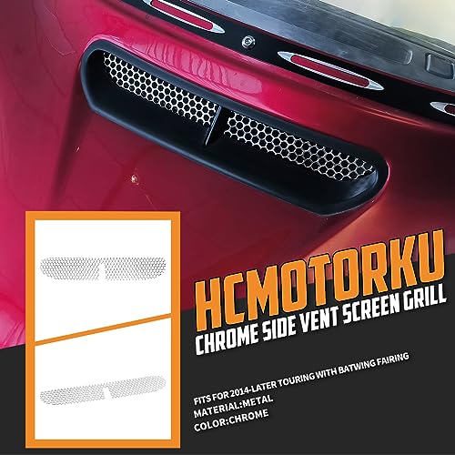 Image of Motorcycle Mesh Fairing Intake Vent Screen Grill Cover Fit for Harley Touring Electra Glide Street Glide Tri Glide Ultra Classic 2014-2023 (Chrome-A)