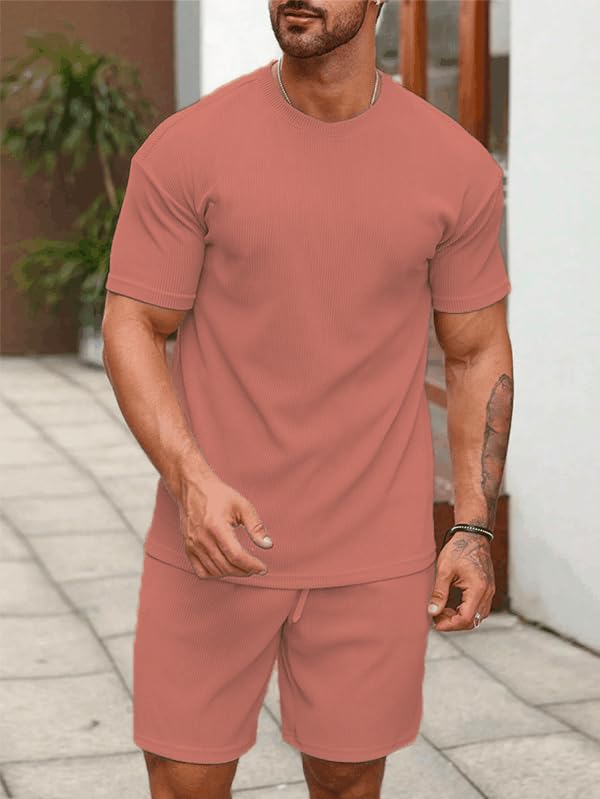 SHIENZY Men's Casual Solid Printed Night Suit Co-Ord Set || T-Shirt and Shorts Nightwear Set || Sleepwear/Loungewear for Regular Wear (1426SHZ_BG_XXL) Beige - Image 2 thumbnail