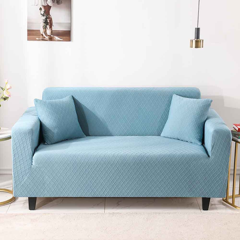 Housse de canapé extensible bleue pour fauteuil une place lavable