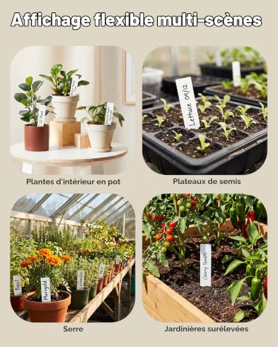 Bamworld Étiquettes de Jardin et Semis Réutilisables - Lot de 100 Marqueurs Plantes en PVC Résistant à l'eau avec Stylo pour Potager, Légumes, Fleurs et Godets Semis - 10x2 cm – vue 6