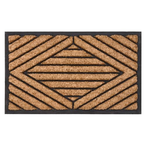 EHC Coir Door Mats Indoor & Outdoor Mat, Rubber Backing Heavy Duty Doormats Dirt trapper door mats for Front Door, Patio or Entrance, Natural, 45 x 75 cm