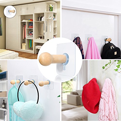 Fotyrig Adhesive Hat Hooks For Wall Hat Hanger Wall Rack Mounted Coat Hanging Wooden Bathroom Hooks Stick On Door Closet Cabinet Wardrobe Entryway Waterproof Oilproof-8 Packs #TOP2