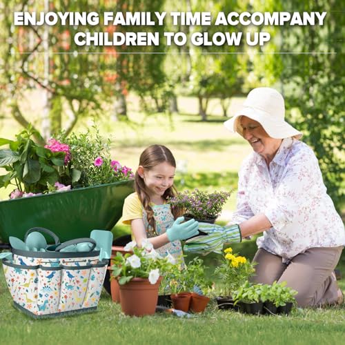 image for Qtioucp Kids Gardening Set 14Pcs Gardening Tools for Kids with Tote Ba