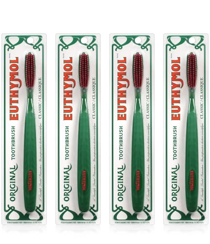 Euthymol] Classic Toothbrush, Large - (4 Pack) Full Head, Soft Bristle Triple Curve Manual Toothbrush For Maximum, Efficient Cleaning And Sensitive Gums And Teeth #TOP2