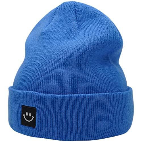 Vashion Knit Cuffed Beanie Hat For Men Women Blue Beanie #TOP3
