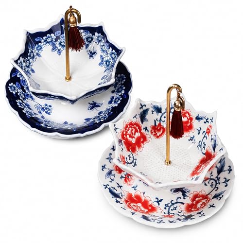 Umbrella Tea Strainer Ceramic Umbrella Tea Strainer Loose Leaf Filter with Rotating Design for Coffee Brewing (Blue)