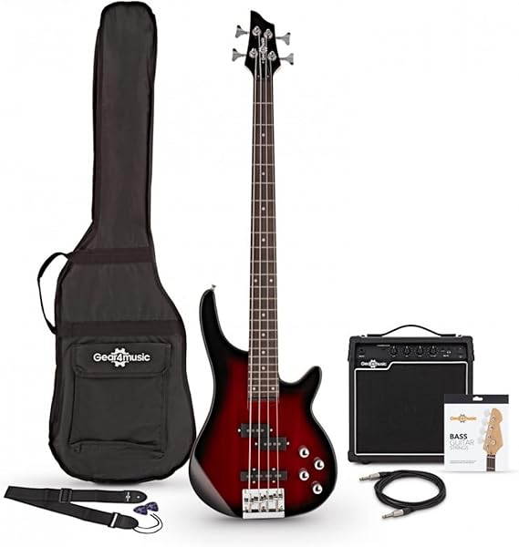 Electric Bass Guitar with 15W Amp Pack for Beginners Complete Starter