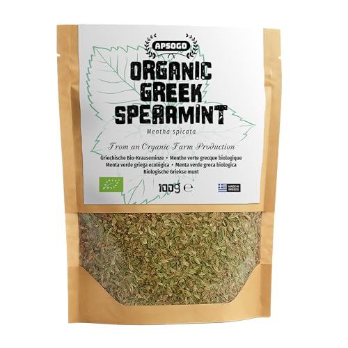 Apsogo Organic Spearmint - Dried Loose Leaf Spearmint Tea from Greece for Herbal Tea & Cooking Refreshing Aroma (100g)