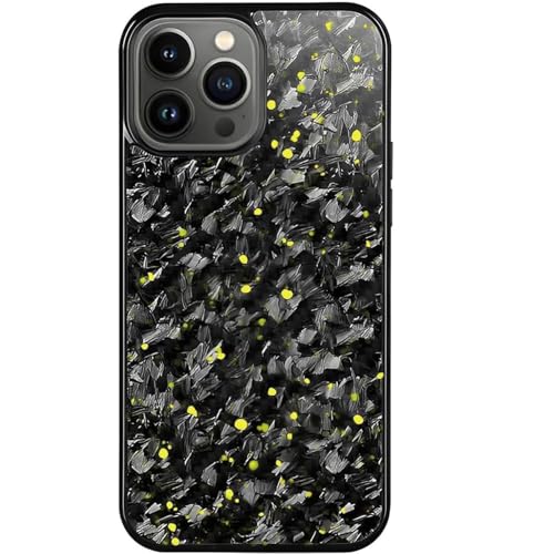 Forged Carbon Fiber Phone Case, 2025 New Carbon Fiber Phone Case for iPhone 16 15 14 13 12 Pro Max (Yellow,15)