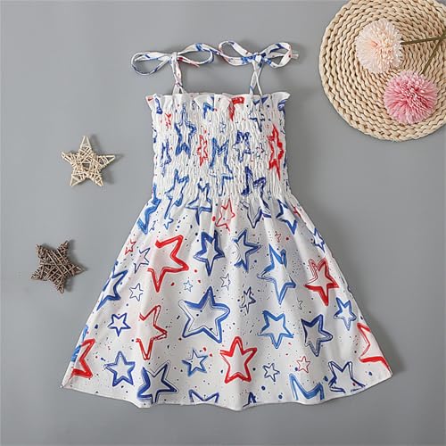 Girls Summer Patriotic Dress Sleeveless American Flag Dress Adjustable Straps Lightweight 4th of July Sundress2