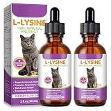 Lysin für Katzen 60ml, Katze L-Lysin Ergänzung Unterstützung Immun für Katzen Atemwege, Niesen, fließende Nase, Augenfunktion, hilft stärken natürliche Abwehr -2 Stück