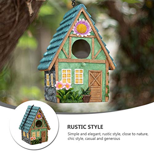Yardwe Hanging Decorative Resin Bird House For Outside Hanging Bird Hut Resin Hummingbird Nest For Garden Window Outdoor Home Decor #TOP4