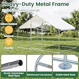 COSTWAY Kurnik 3x2x2m | 6 m², wolny wybieg metalowy, wejściowy wybieg dla kur z wodoodpornym dachem PE i zamkiem bezpieczeństwa, wybieg dla kur, drobiu, małych zwierząt, srebrny