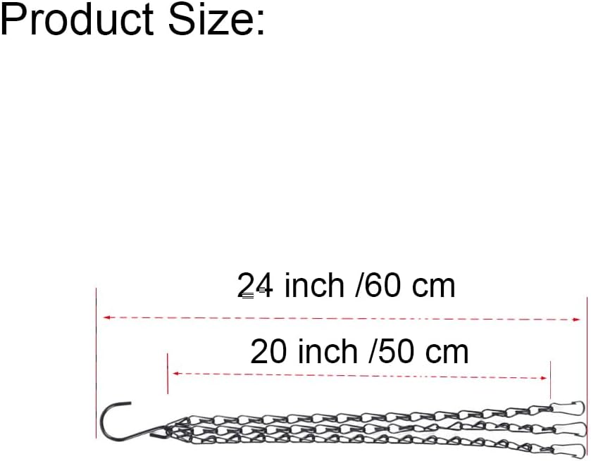 Plant Hangers 20 Inch Hanging Planters Black Chain for Hanging Perfect for Outdoor Decor Hanging Bird Bath Flower Pot, Pack of 4
