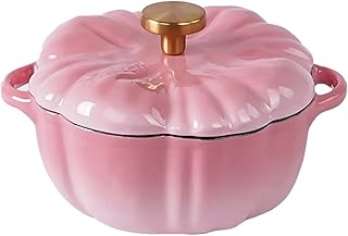 Pumpkin Shaped Dutch Oven Pot, Enameled Cast Iron Dutch Oven with Lid Non-Stick Stew Pot Crock Pots Stockpot for Soup Porridge Stew Gift, Halloween Decor Oven & Stove Safe,Pink