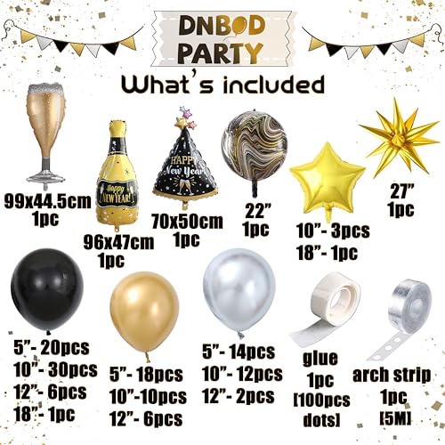 130Pcs Black And Gold Balloon Arch Kit for 2025 New Years Party Balloon Decoration Happy New Year Eve Party Balloons Shiny Metallic Balloon Garland Arch Anniversary Wedding Christmas Party Decorations - Image 4