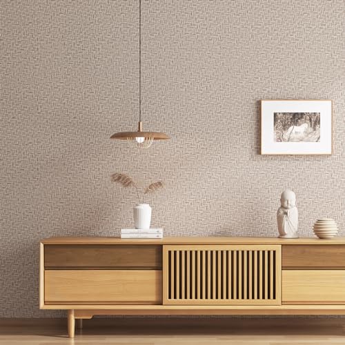Haimin Fabric Wallpaper Textured Contact Paper (24in X 393in) Grasscloth Wallpaper Peel and Stick Faux Linen Wall Paper Waterproof Vinyl Self Adhesive (Light Brown-1) by Haimin - Image 3