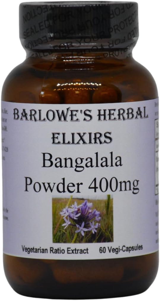 Barlowe's Herbal Elixirs Bangalala (Eriosema Kraussianum) | Powder Capsules | 400mg Per Capsule | South African Male Vitality Herb | 60 Vegan Capsules | Stearate-Free, Glass Bottled