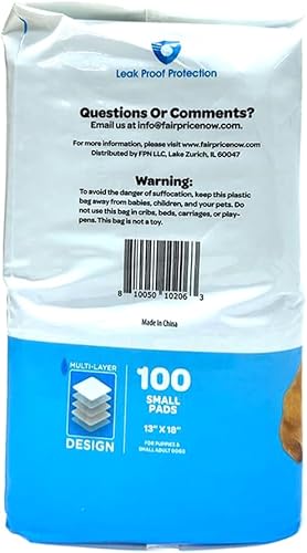 Miniatura 3 de Kashmir Almohadillas de entrenamiento para perros, 100 unidades, almohadillas para orina para perros (pequeño, 13 x 18 pulgadas), almohadillas de