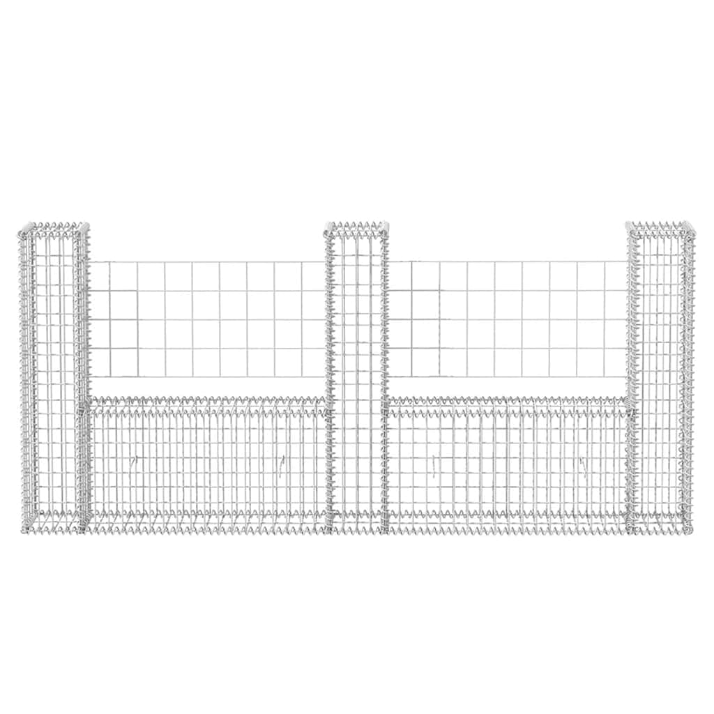 vidaXL Gabionenkorb U-Form Stahl 240×20×100 cm