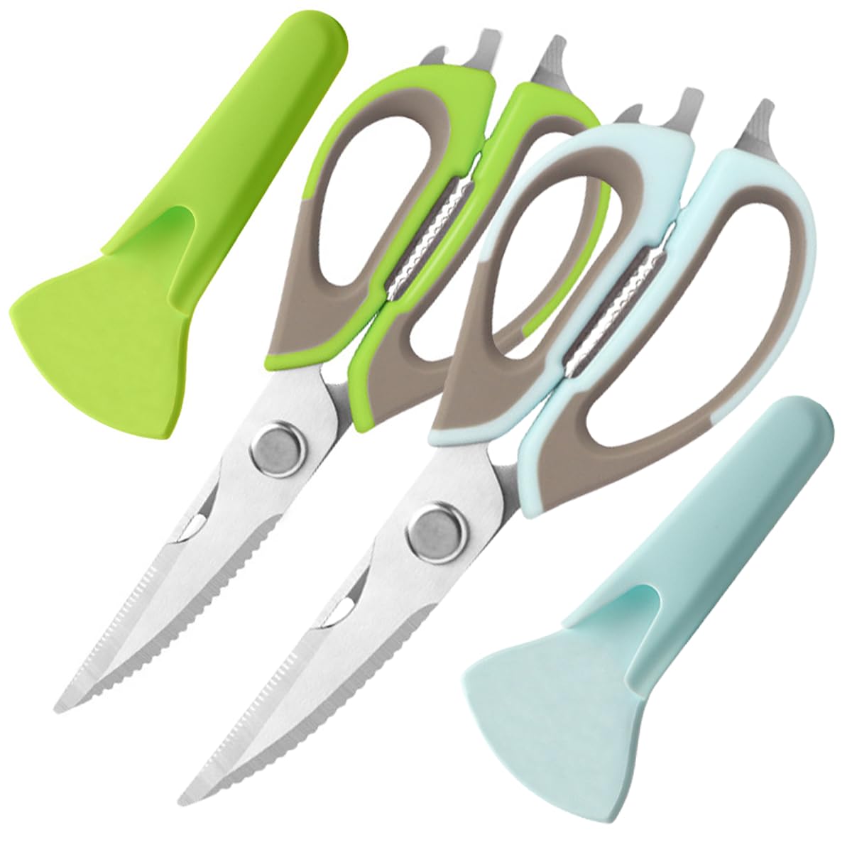 2 Pcs Heavy Duty Kitchen Shears with Magnetic Holder, Multi