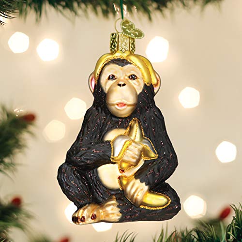 Amazon.com: Old World Christmas Chimpanzee with Banana Glass Blown