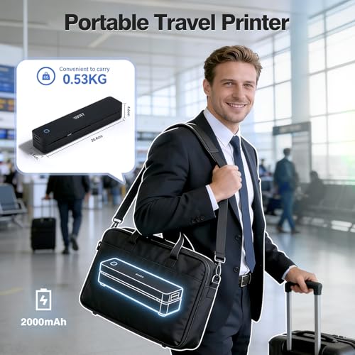 Image of iDPRT Portable Thermal Printer Wireless for Travel, Printers for Home Use, Come with Carry Case& 10 Sheets Thermal Paper, Support 8.5x11 US Letter&A4 Thermal Paper, Compatible with Phone Laptop