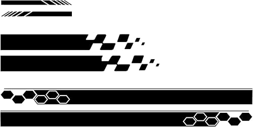 Miniatura 2 de nuoozy Universal Car Body Sports Racing Stripe Calcomanías gráficas para capucha lateral falda exterior espejo NJ021 negro (6 unidades)