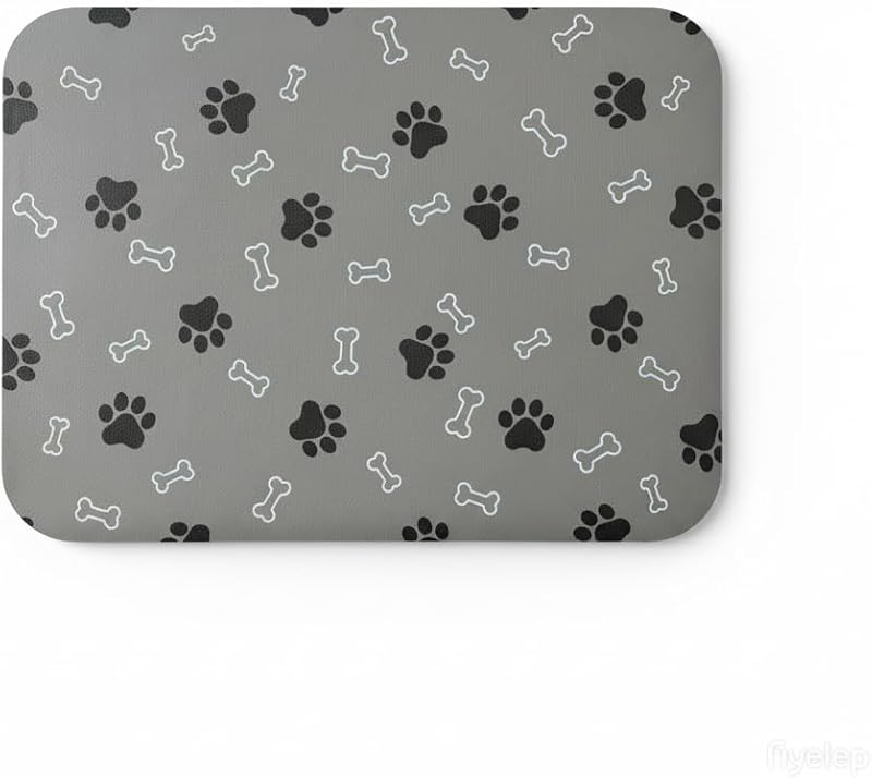 Tapete para Alimentação de Cães e Gatos Absorvente, Antiderrapante EP Jeans Cinza-claro, 46,0 x 30,0 cm