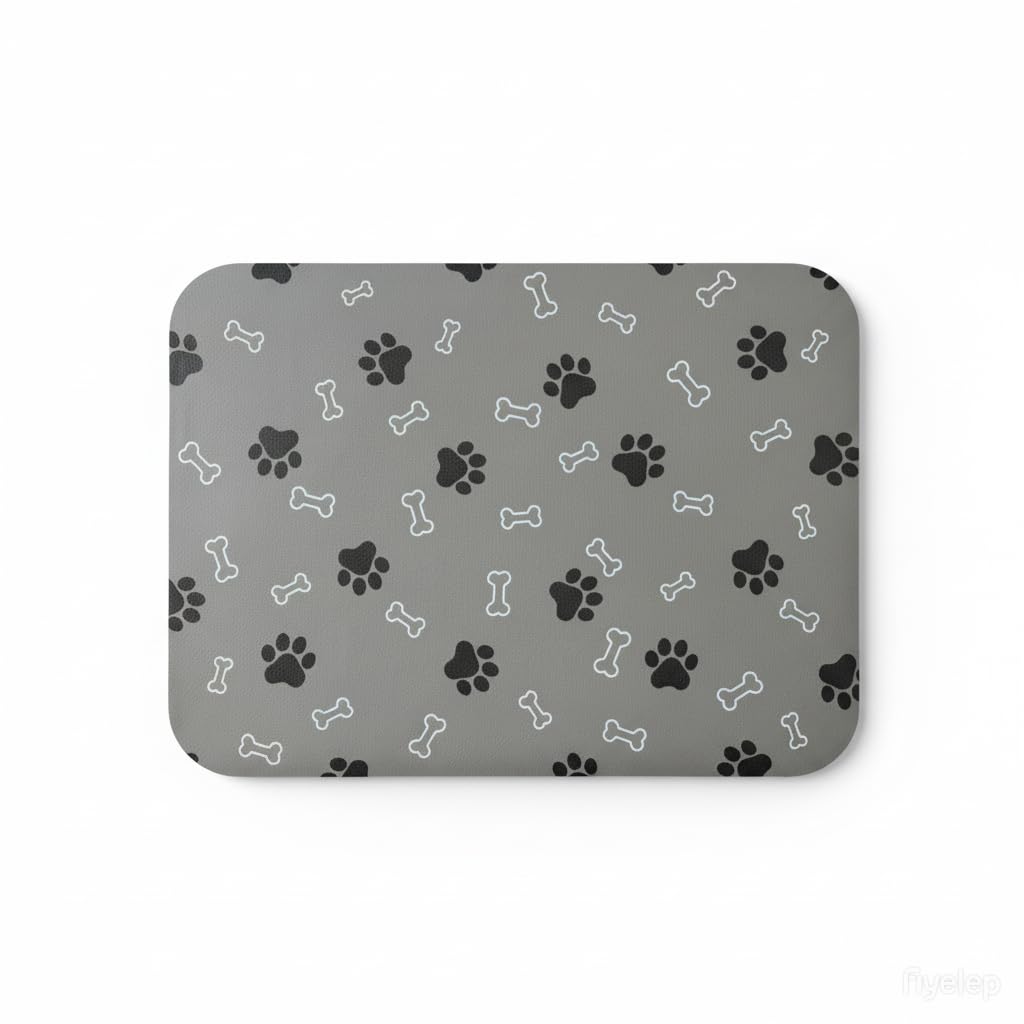Pet Cat Dog Food Mat Non Slip Mat for Dog Water Bowl Mat Quick Dry Absorbent Cat Feeding Mat, 18.1 * 11.8 in, Light Grey