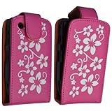 Funda Carcasa Funda rosa fucsia patrón flores para Blackberry Curve 8520 + película de protección