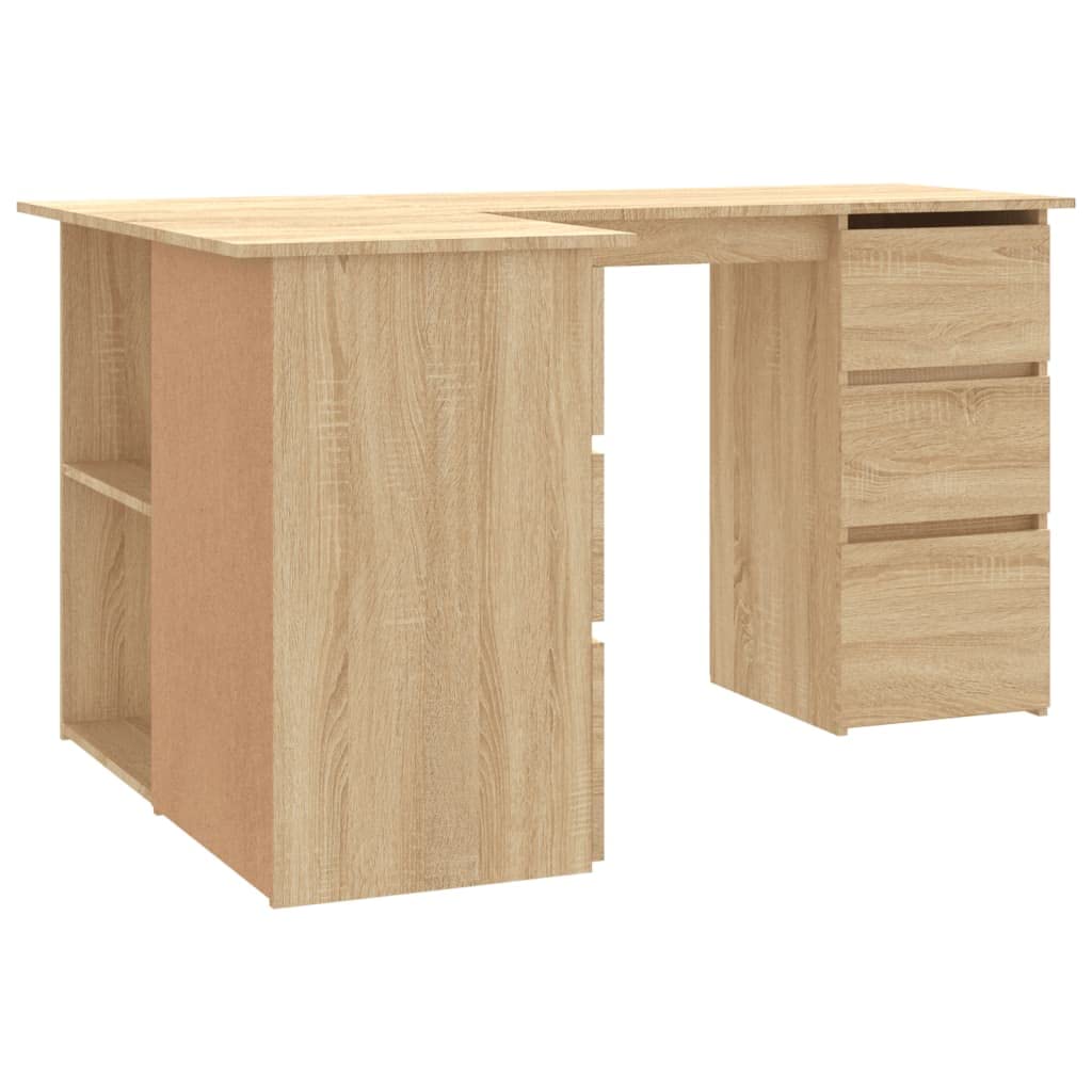 vidaXL Escritorio de Esquina Mesa Trabajo Estudio Muebles de Oficina Despacho Ordenador Decoración Capacidad de Almacenaje Contrachapada Roble Sonoma