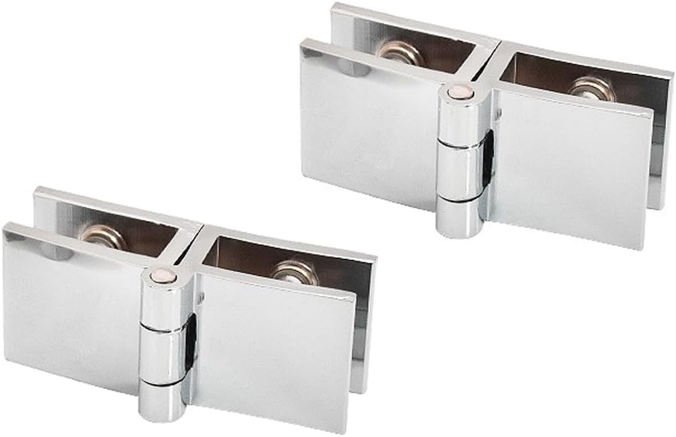 2 Pieces Glass Door Hinge Adjustable Double Clamp Hinge 180 Degree