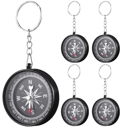 Llavero Brújula de Supervivencia para Senderismo 12 piezas Mini Brújulas para camping y senderismo con llavero metálico para exteriores miniatura 1