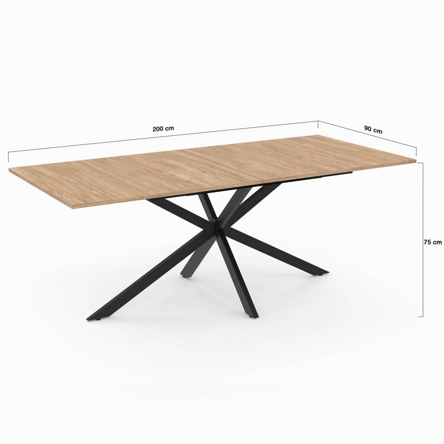 IDMarket - Table à Manger Rectangle Alix 200 cm Pied araignée Bois et Noir