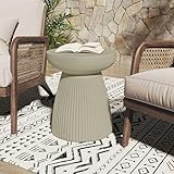 Christopher Knight Home Luce 20' Indoor Outdoor Round Top Accent Table, Patio Decorative End Side Table, Lightweight Concrete Garden Stool for Patio Living Room Balcony & Garden Decor, Sand Gray