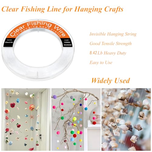 Image of Clear Fishing Line Wire 755 ft, Invisible Monofilament Fishing Line Wire, Nylon String for Hanging Balloons Garland Crafts Picture Decorations, Clear String Threads Cords WUINOID