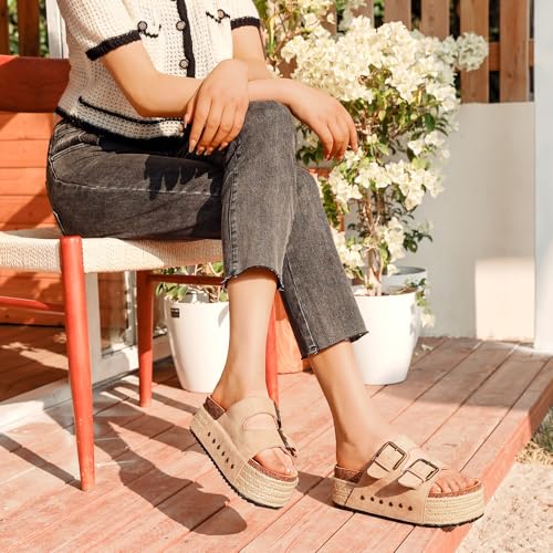 Sandales plateforme femme à boucle réglable et semelle en liège