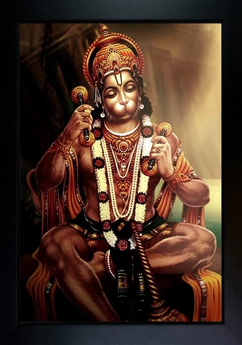 Cadre Hanuman Ji, peinture Bajrangbali, décoration murale 25 cm
