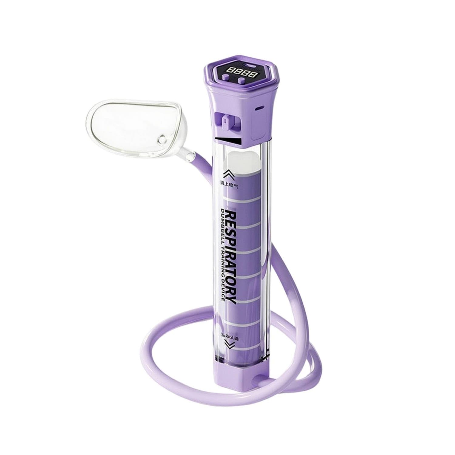 Adjustable Resistance Breathing Device with Digital Display Handheld Respiratory Device with Mouthpiece Electronic Breathing Exercise Device Rechargeable for Athletes, Singers, Home Workout-image-2