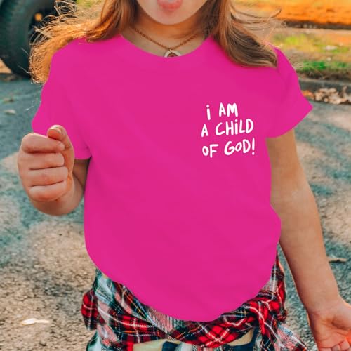 Image of KEEVICI Cute I Am A God of Child Shirt Girls Graphic Tees Christian T Shirts for Kids Jesus Religious Faith Cotton Summer Top