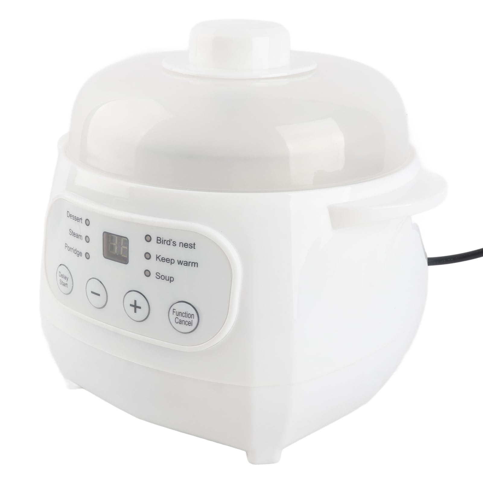 Fdit Olla Eléctrica para Guisar 1L 200W, con Revestimiento Cerámico y Aislamiento de Agua, Temporizador y Función de Reserva para Papilla, Arroz Sopa (Enchufe de la UE)