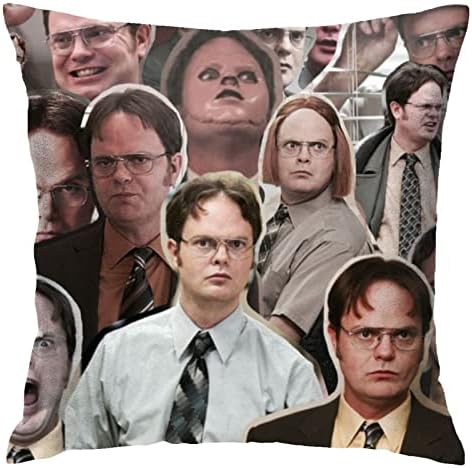 Zbenfm Throw Pillow Case The Office Merch Dwight Schrute Collage Cushion Home Living Room Soft Square Pillowcase Cover for Decor Bedroom Couch 18 X 18 Inch, One Size