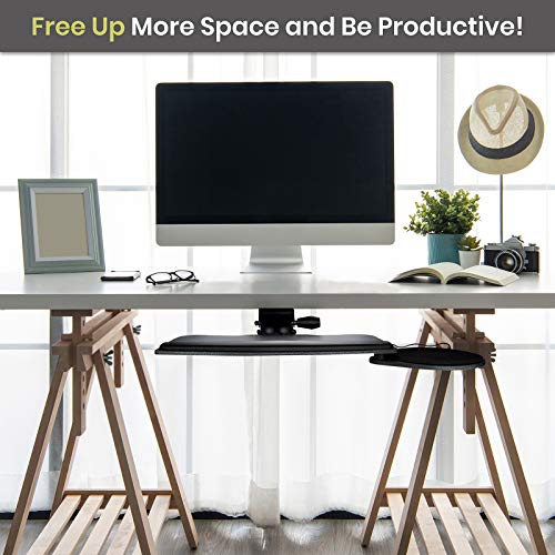 Fersgo Under Desk Keyboard Tray, 20" X 11" Tray, 23" Track, Dynamic Height Adjust, Undermount Sliding Computer Keyboard And Mouse Tray With Wrist Rest, Swivels 360°, Adjustable Height And ±15° Tilt #TOP7
