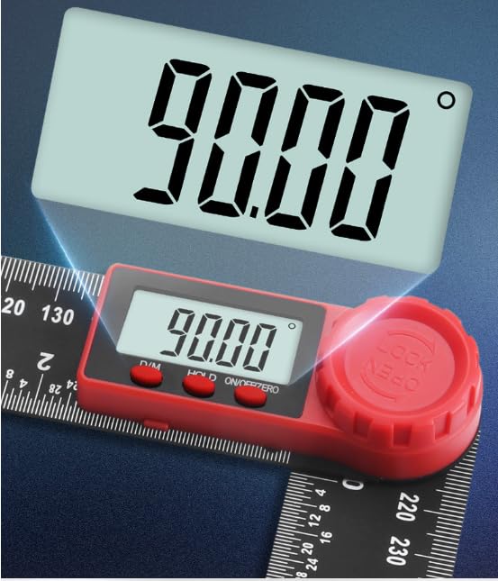 Regla de ángulo de pantalla digital, regla de ángulo de alta precisión, instrumento de medición universal de 90 grados, juego multifunción, regla cuadrada de acero inoxidable